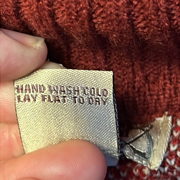 Art and Soul Womens  Cardigan Sweater L Red Beige Long Sleeve Retro Chic Vintage - Picture 5 of 7